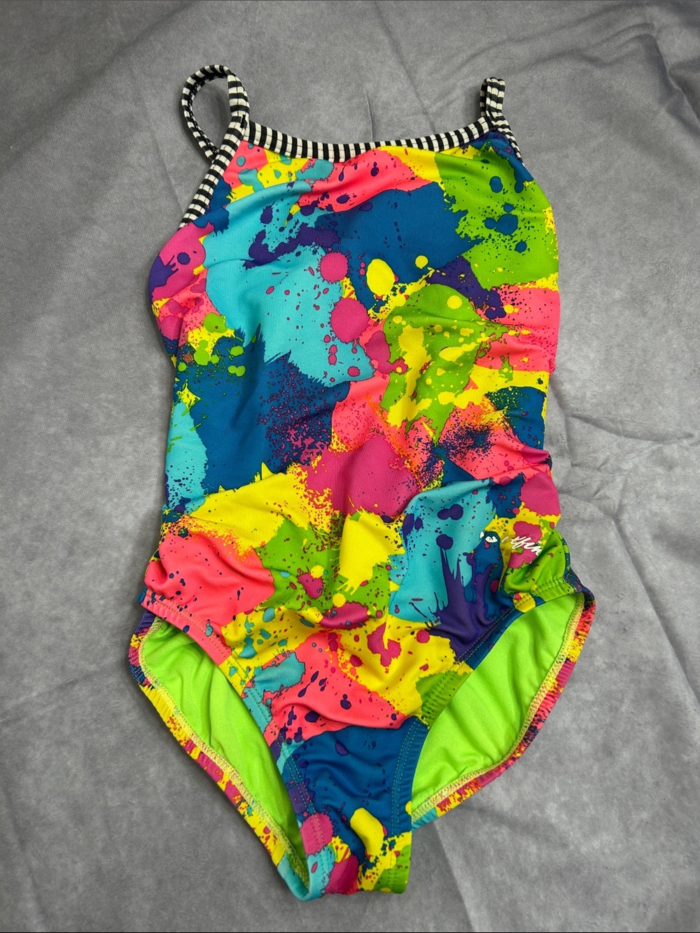 Girls' Dolfin Neon Splash One-Piece Swimsuit - Multicolor